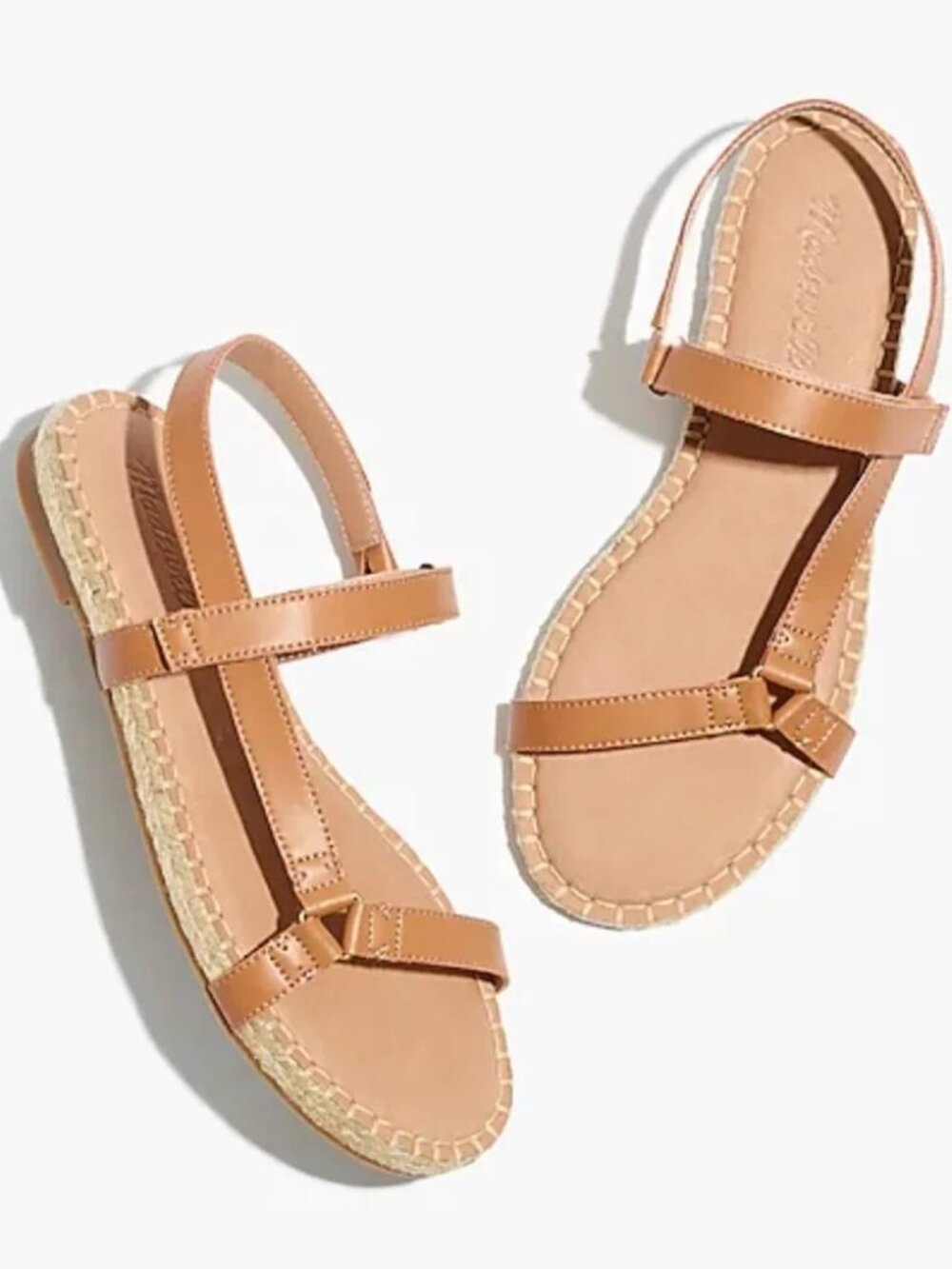 Madewell The Hallie Espadrille Sandal Tan Desert Camel Leather Flat 8.5